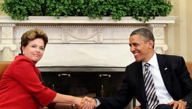 Brazilian President Dilma Rousseff with President Obama in 2012.