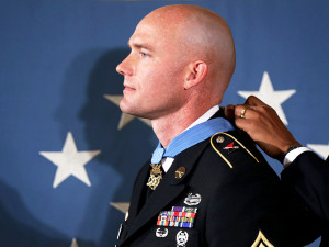 Staff Sgt. Ty Carter receiving the Medal of Honor