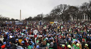 People participate in the annual March for Life rally on the National Mall in Washington