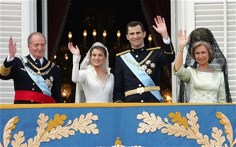 From left, King Juan Carlos, Princess Letizia Ortiz, Prince Felipe and his mother Queen Sofia.