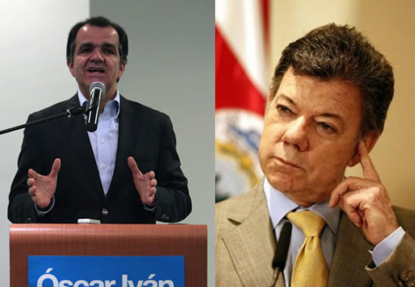 Presidential candidate Oscar Ivan Zuluaga (left) and incumbent President Juan Manuel Santos (right).