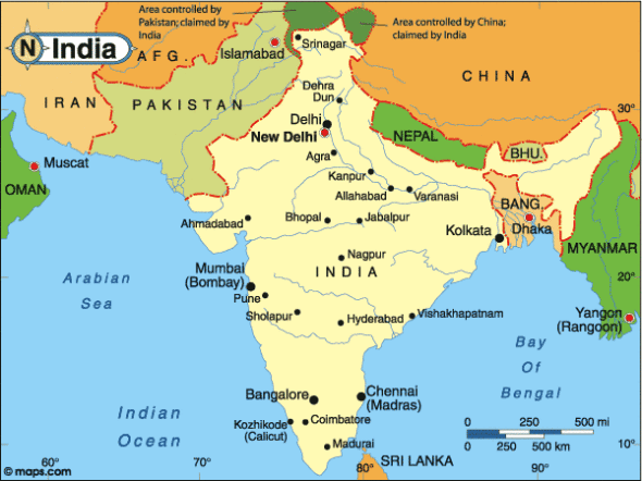 map india Asian afghanistan of