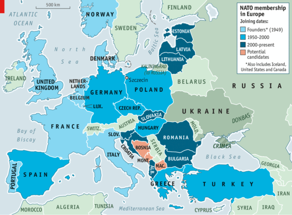 Map of NATO member states.