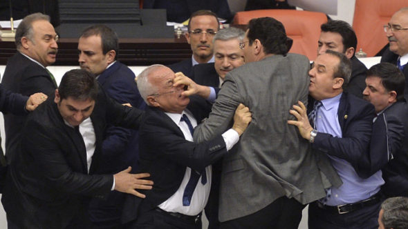 turkey-parliament-brawl-protest
