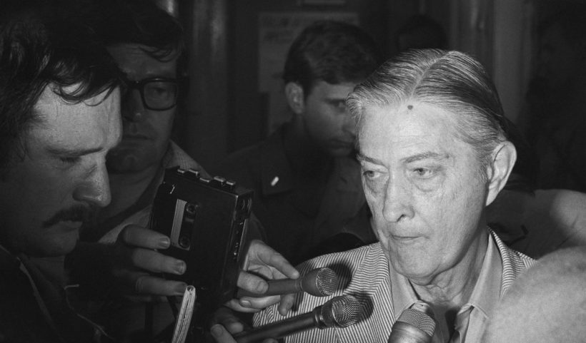 U.S. Ambassador to South Vietnam Graham Martin speaks to the press aboard the USS Blue Ridge after being evacuated from the U.S. Embassy in Saigon on April 30, 1975. (AP)