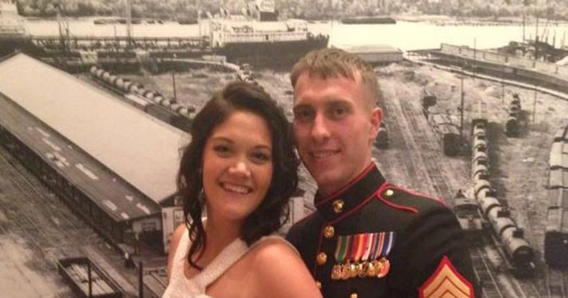 Sgt. Carson Holmquist with his wife.