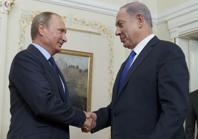 Russian President Vladimir Putin (left) meets with Israeli Prime Minister Benjamin Netanyahu at the President’s Novo-Ogaryovo residence, outside Moscow, on Monday. 