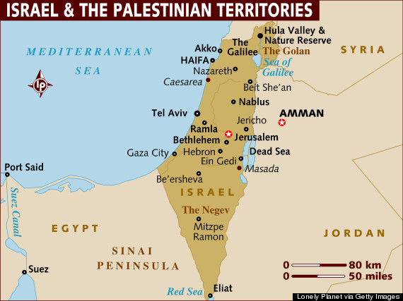 Map of Israel and the Palestinian Territories. 