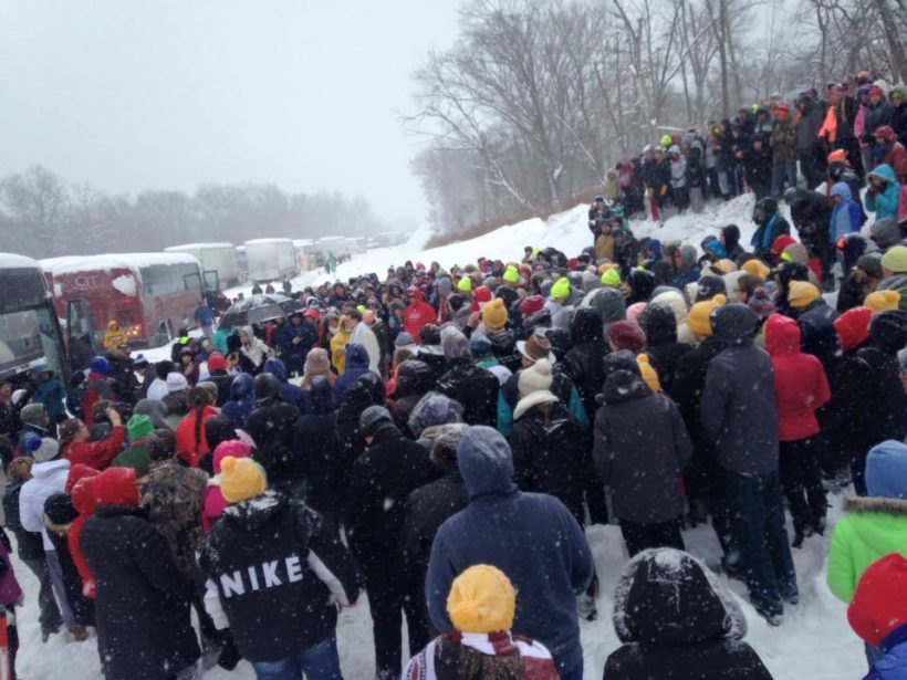 WBAY from Green Bay reported on a group of stranded marchers