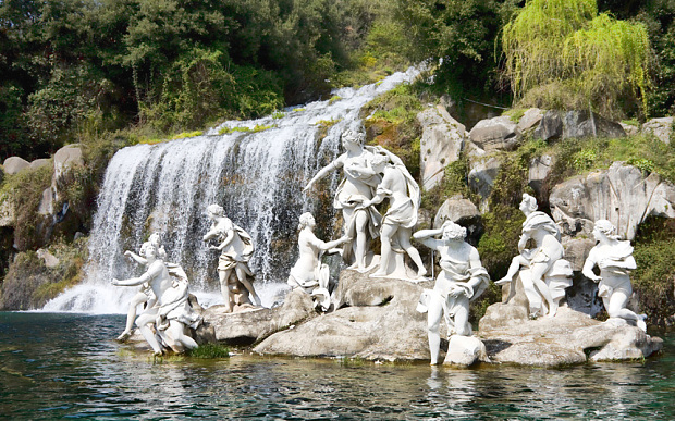 Waterfalls at Caserta Royal Palace, Italy 