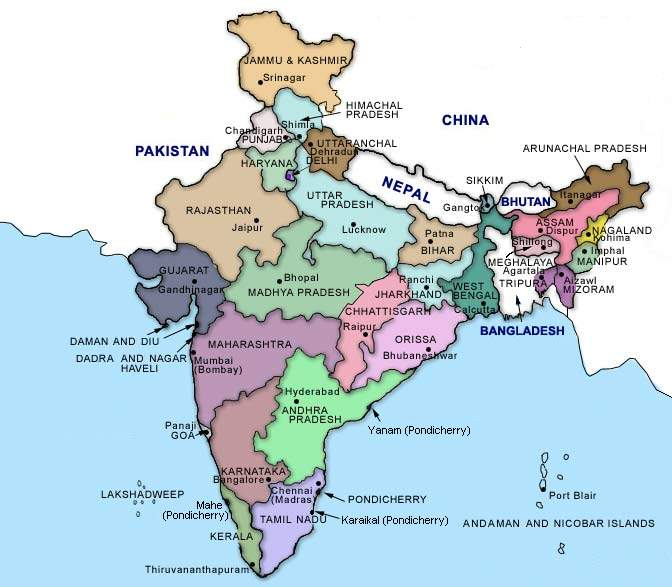Map of states of India. 