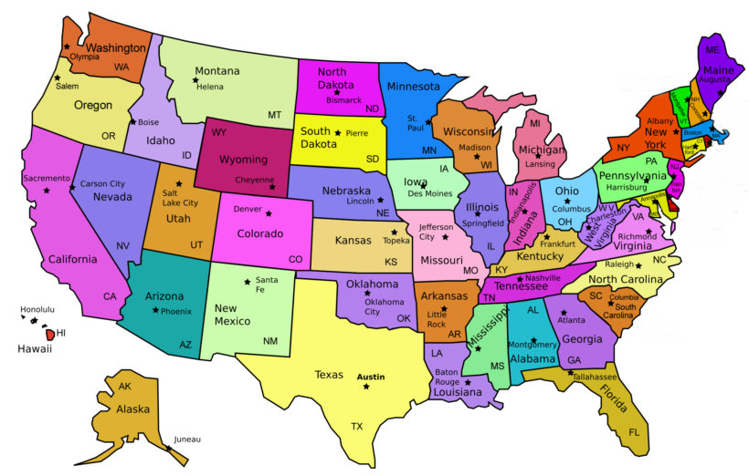us map state capitals