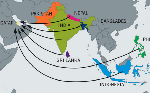A map showing where the majority of migrant workers are coming from (Image: Amnesty International)
