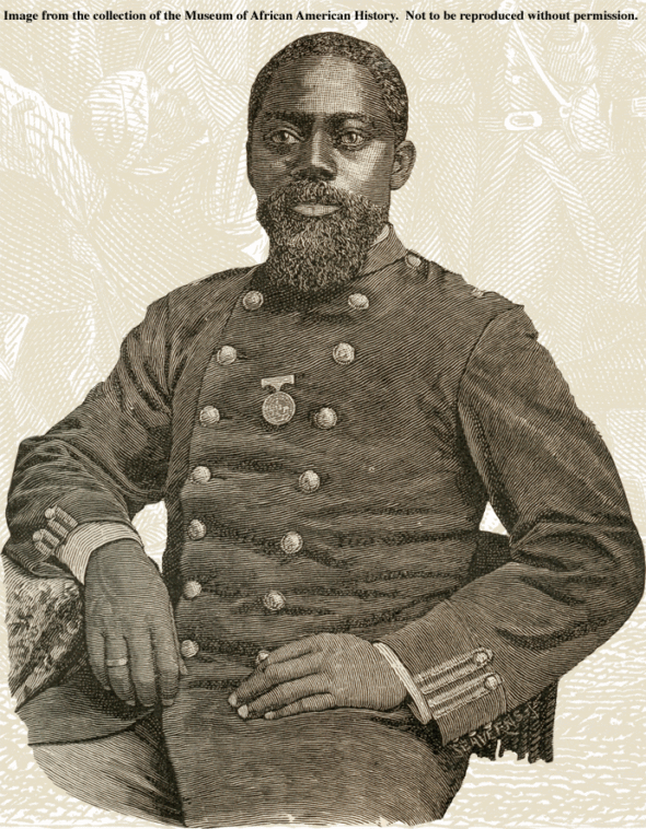 Engraving of Sergeant William H. Carney, 54th Massachusetts Infantry.