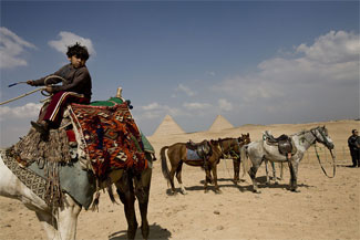 Near the pyramids in Giza, Egypt