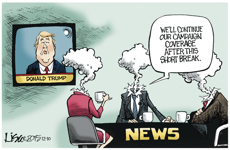 Image result for trump and the media cartoons