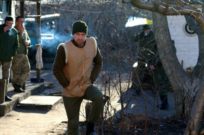 Ukrainian soldier on the front lines