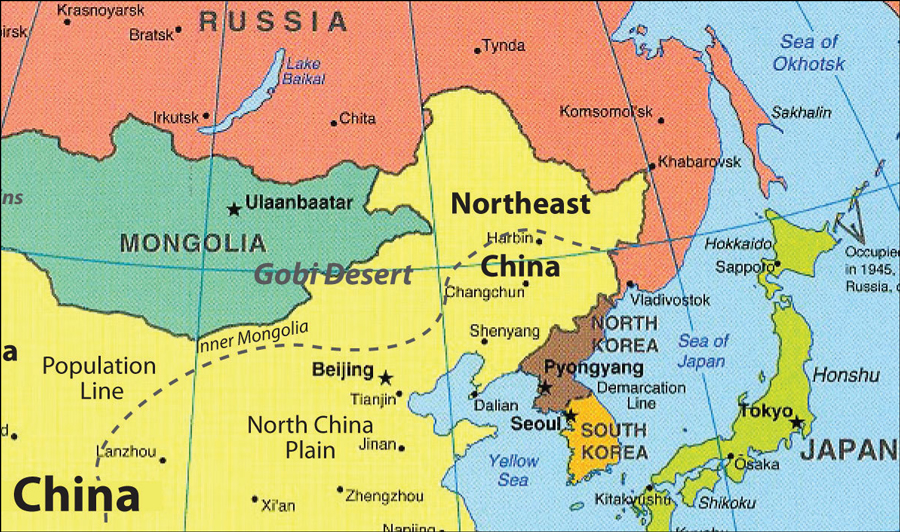 Карта кореи китая и японии