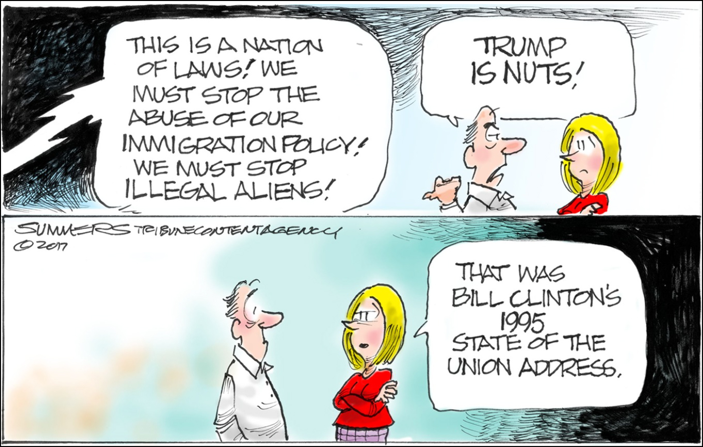 Image result for Bill Clinton/Immigration cartoon