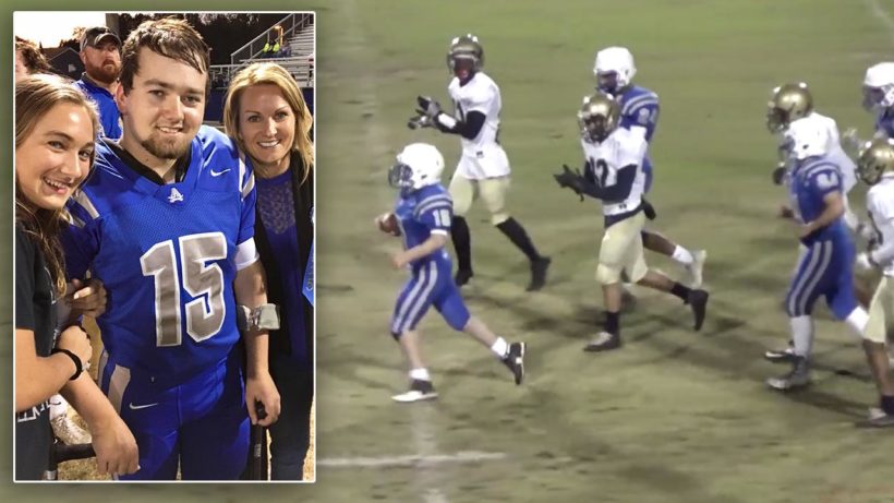 HS football player with cerebral palsy scores touchdown in final game