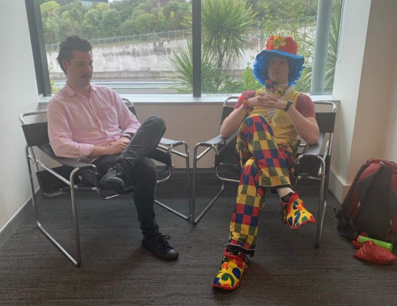 Man being fired brings emotional-support clown to meeting