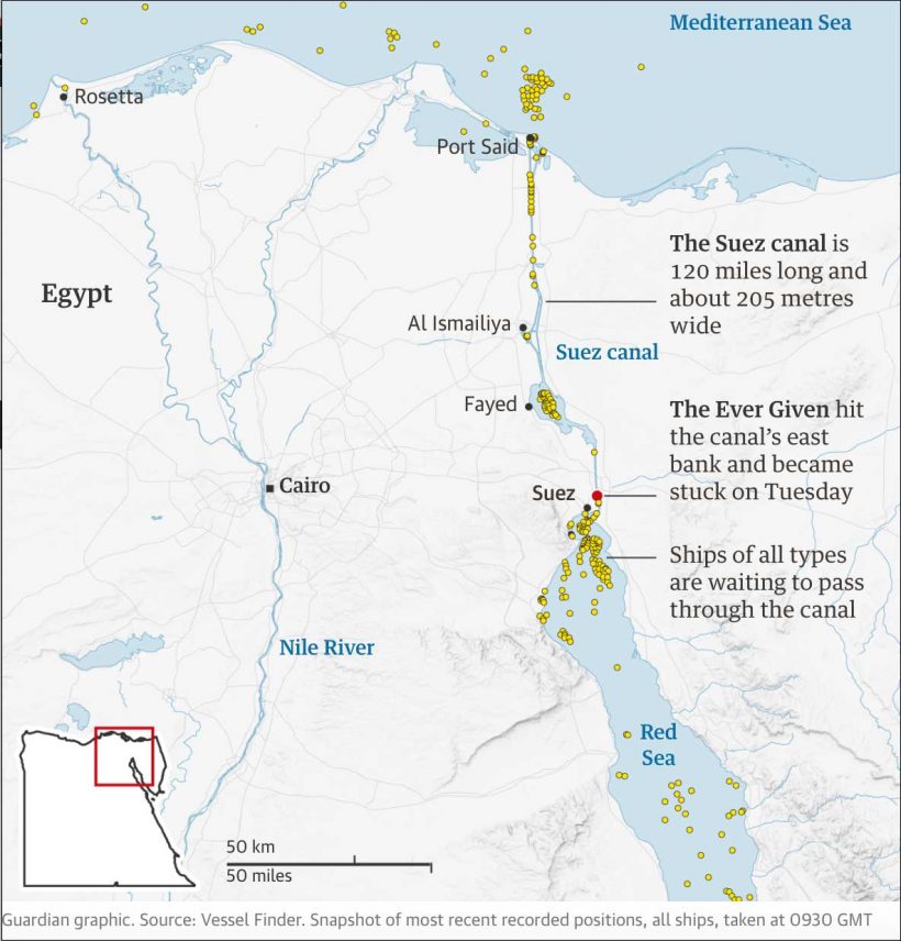 Top 102+ Images where is the ship stuck in the suez canal map Latest
