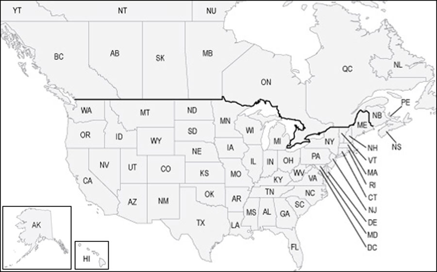 Map Of New York And Canada Border - Map