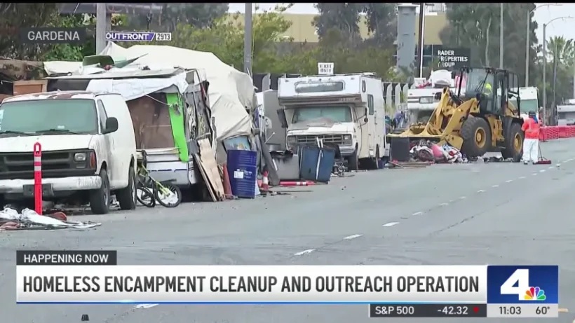 LA authorities begin clearing large homeless encampment, offering residents help